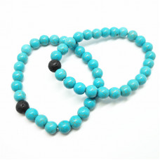 Turquoise + Lava Beads Bracelet 8 mm