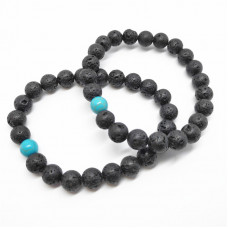 Lava + Turquoise Beads Bracelet 8 mm