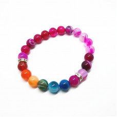7 Chakra Pink Onyx Beads Bracelet 8 mm