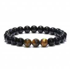Black Onyx + Tiger Beads Bracelet 8 mm