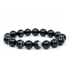 Black Banded Beads Bracelet 8 mm