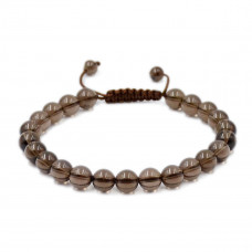 Smoky Quartz Beads Cord Bracelet 8 mm