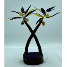 Yellow-Blue Aventurine Fancy Agate Stone Fengshui Cross Coconut Tree