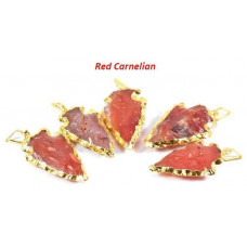 Red Carnelian Arrowhead Golden Electroplated Pendant
