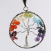 Multicolor Crystal Wire Wrapped Chakra Tree of Life Pendant