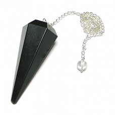 Black Agate Multifaceted w/ Crystal Ball Chain Pendulum