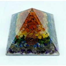 7 Chakra Crystal Point Orgone Reiki Pyramid -3 Inch