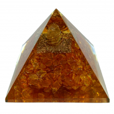 Orange Calcite Orgone Reiki Pyramid 3 Inch